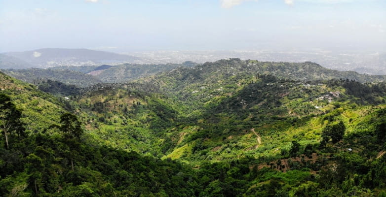 Blick über die Blue Mountains auf Jamaika